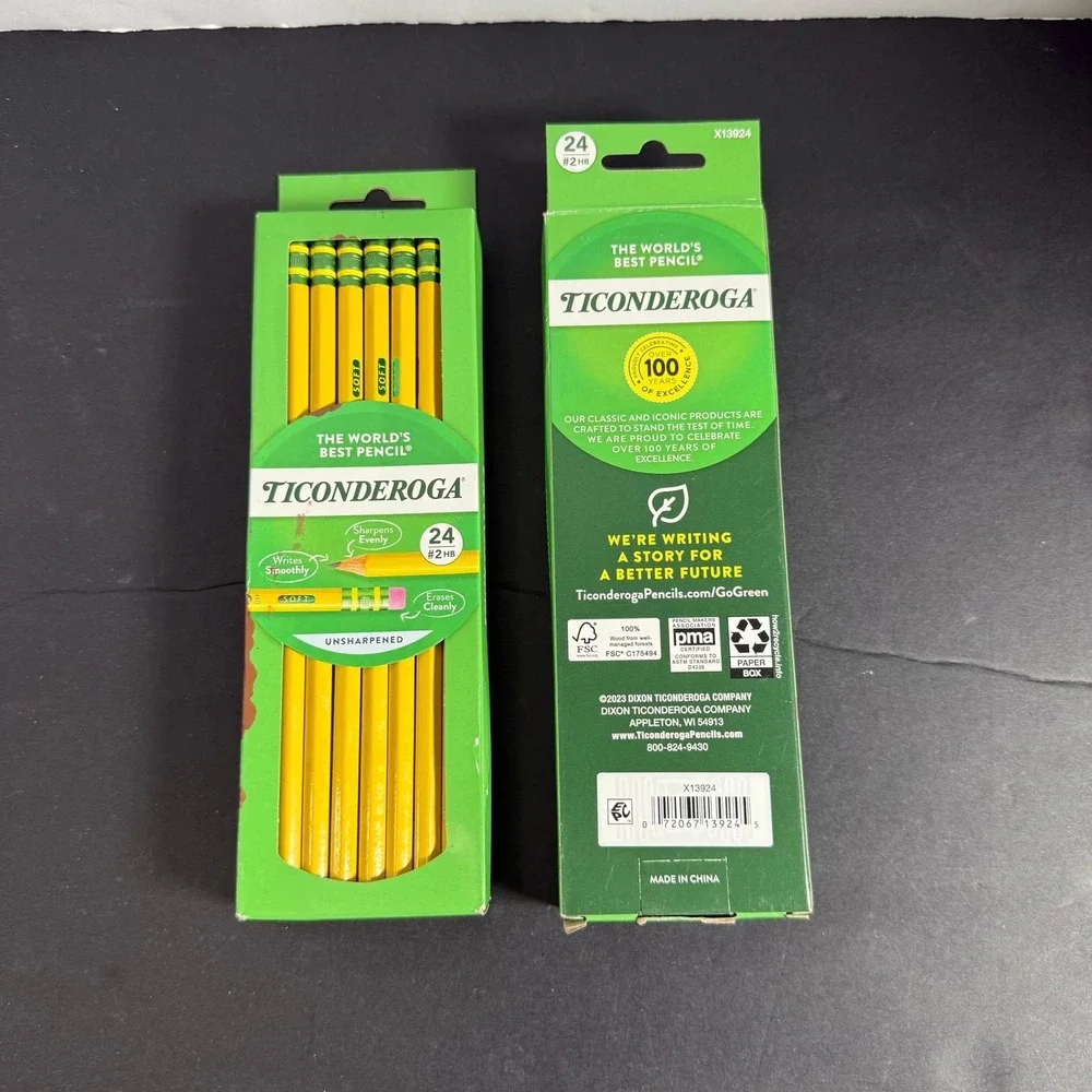 Ticonderoga #2 HB Wood-Cased Pencils Unsharpened Yellow 24 Count 2 Pack X13924